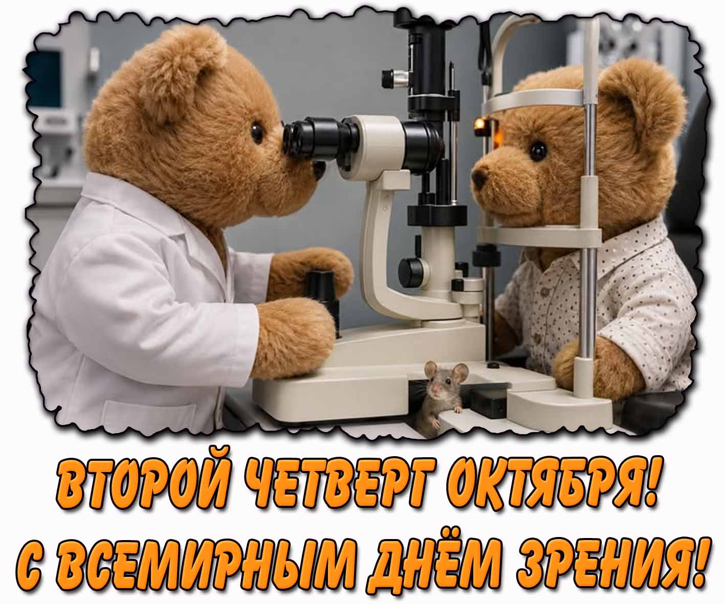 Прикольная открытка "Второй четверг октября! С Всемирным днём зрения!"