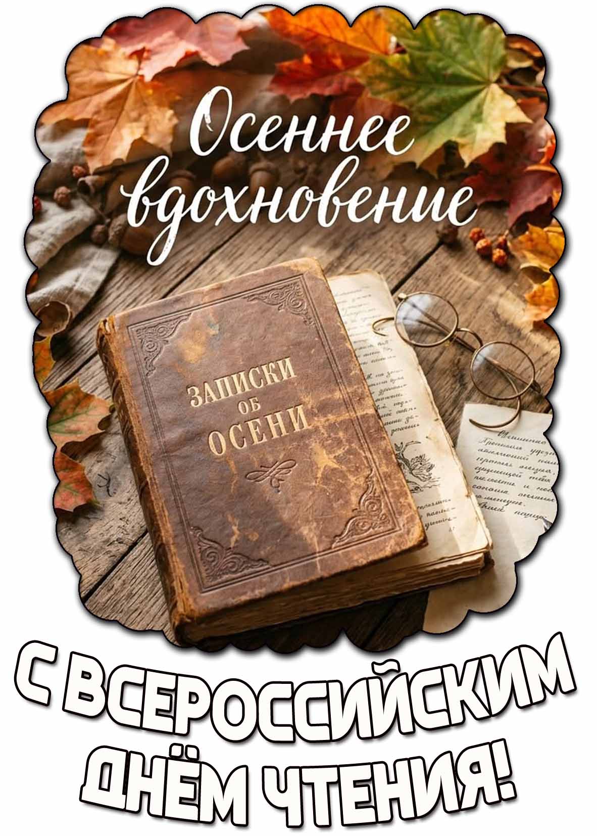 Открытка "С Всероссийским днём чтения! Осеннее вдохновение!"