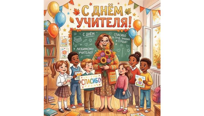 Прикольная гифка "С днём учителя! Спасибо за труд, знания и сердце!"