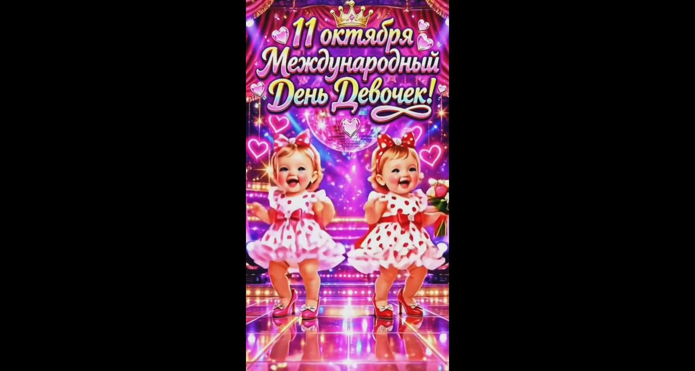Прикольная видео открытка на Международный день девочек - 11 октября