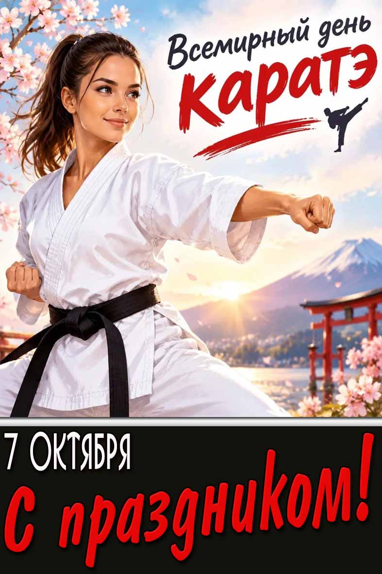7 октября - Всемирный день каратэ! С праздником! - открытка для девушки