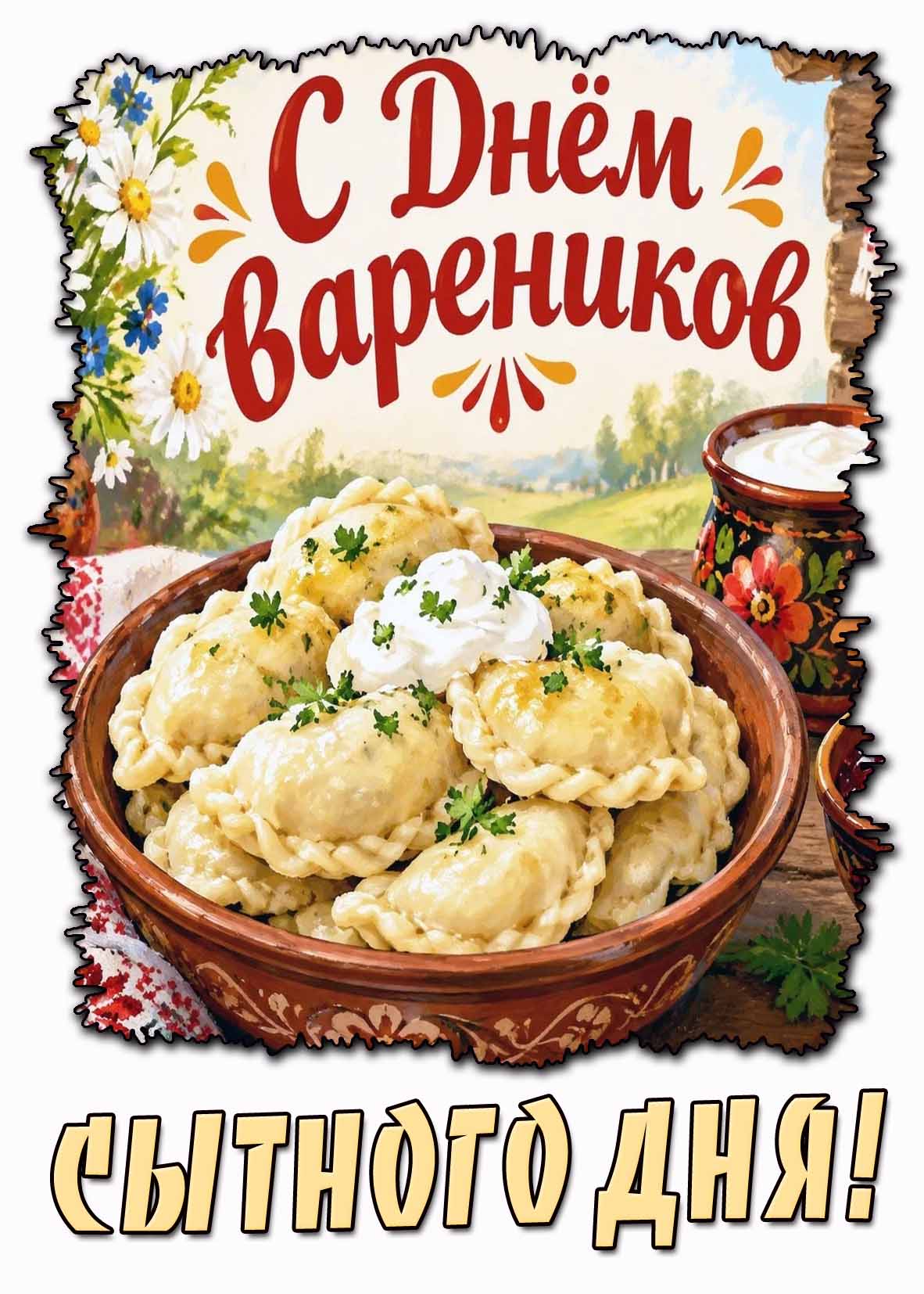 Аппетитная картинка "С днём вареников! Сытного дня!"