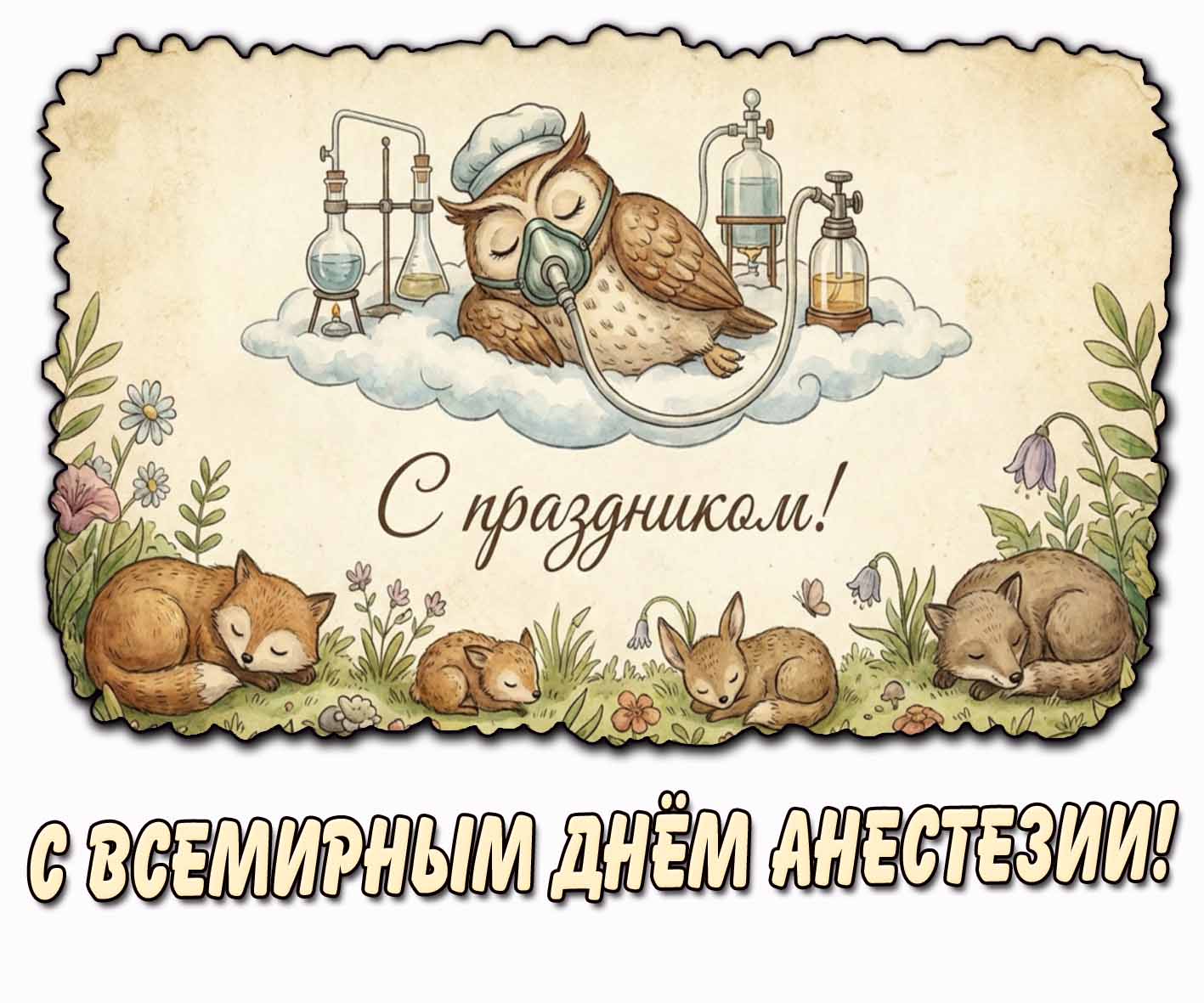Прикольная открытка "С Всемирным днём анестезии! С праздником!"