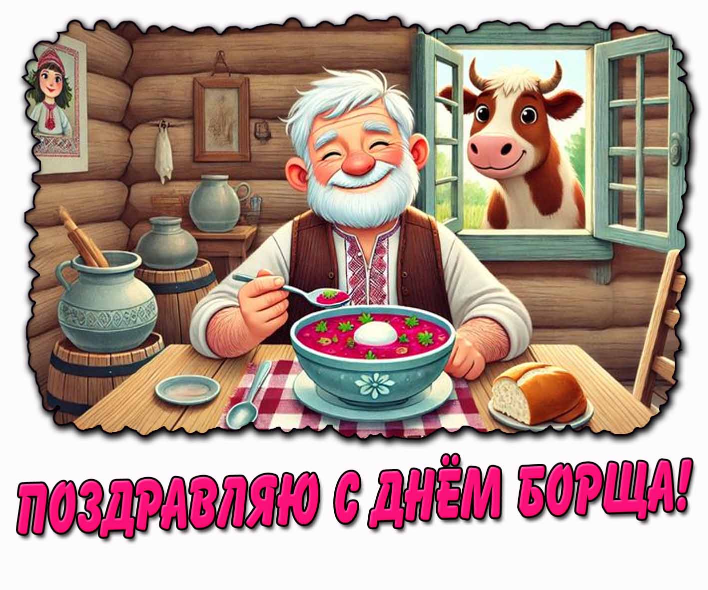 Поздравляю с днём борща! - прикольная открытка