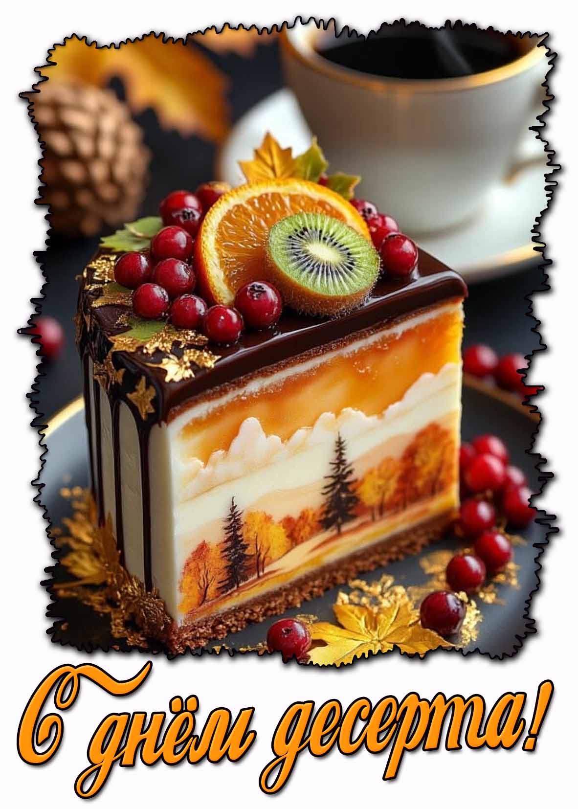 Осенняя открытка с днём десерта