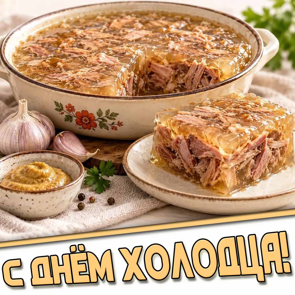 С днём холодца! - красивая открытка