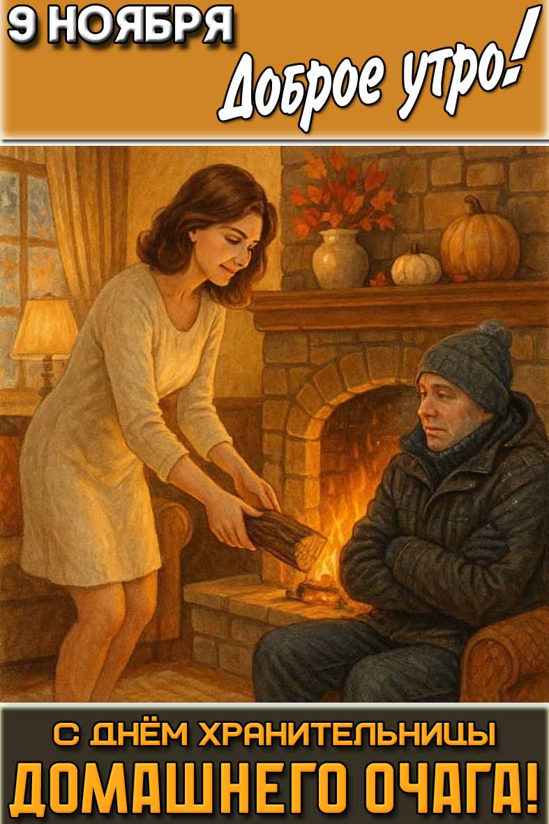 Прикольная картинка "9 ноября доброе утро! С днём хранительницы домашнего очага!"