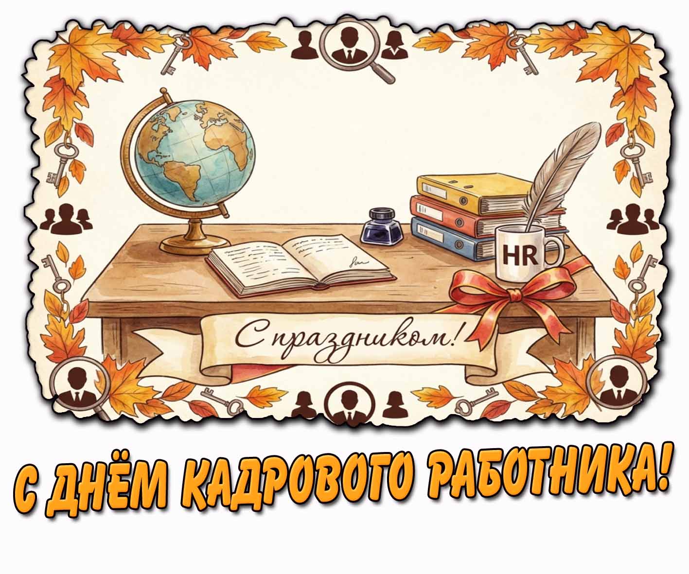 Осенняя картинка "С днём кадрового работника! С праздником!"