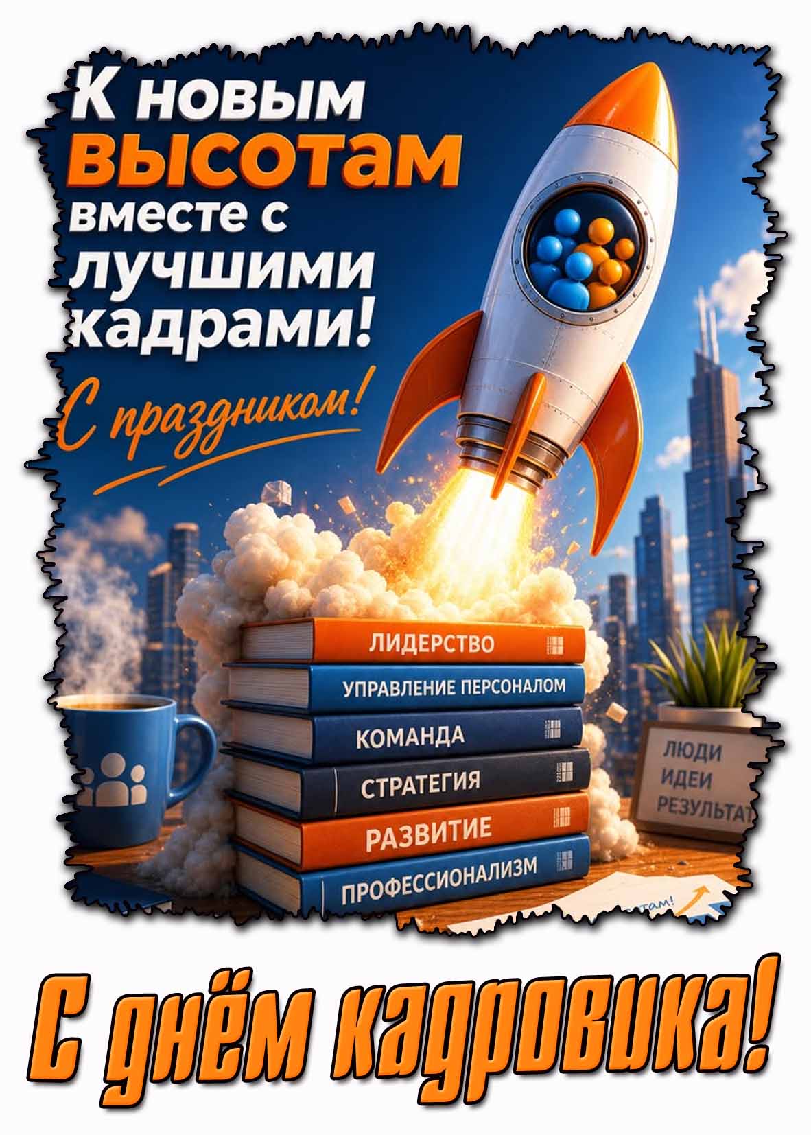 Красивая картинка "С днём кадровика! К новым высотам вместе с лучшими кадрами! С праздником!"