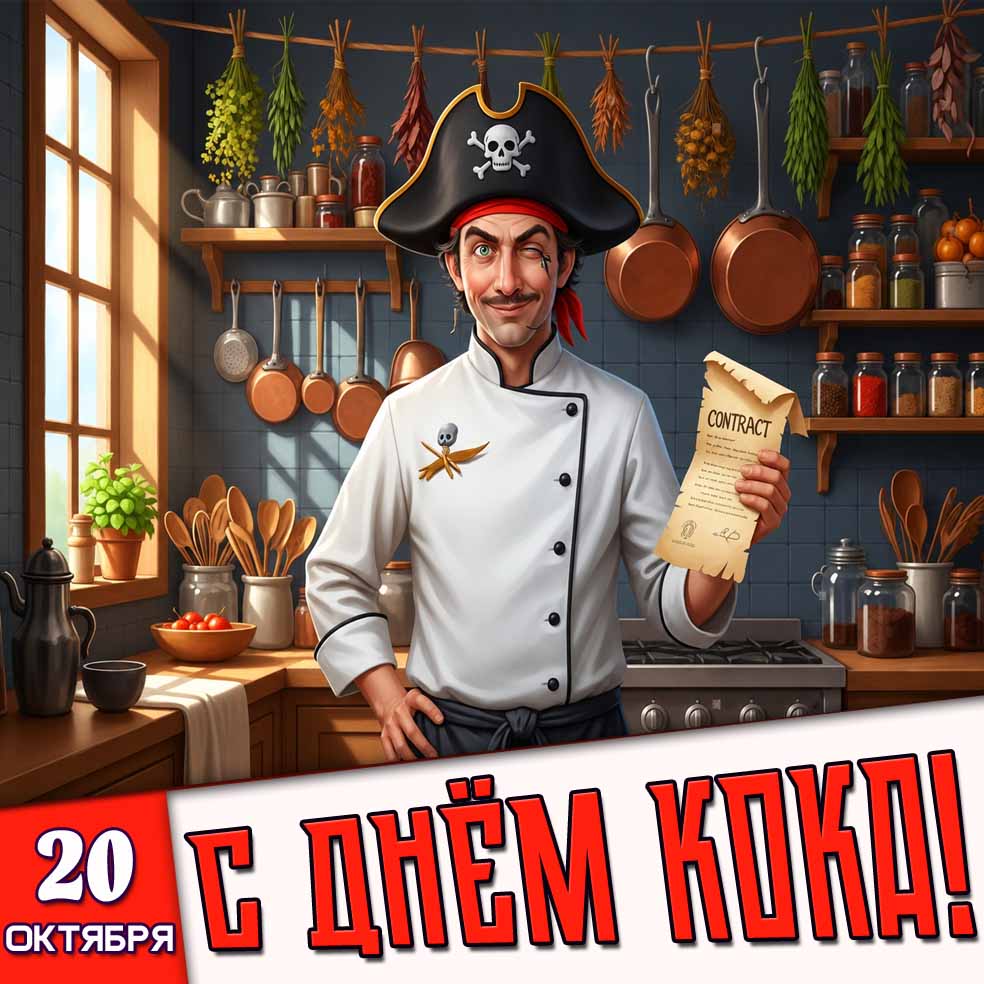 Прикольная пиратская картинка 20 октября - с днём кока!