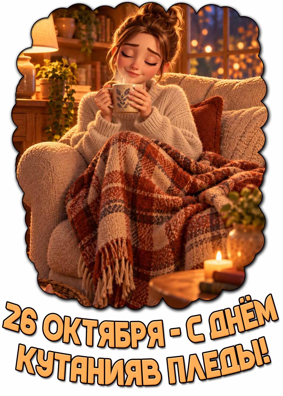 Красивая открытка с днём кутания в пледы - 26 октября