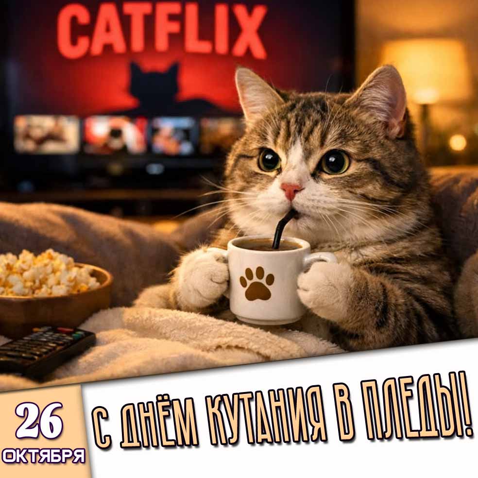 Прикольная открытка 26 октября - с днём кутания в пледы!