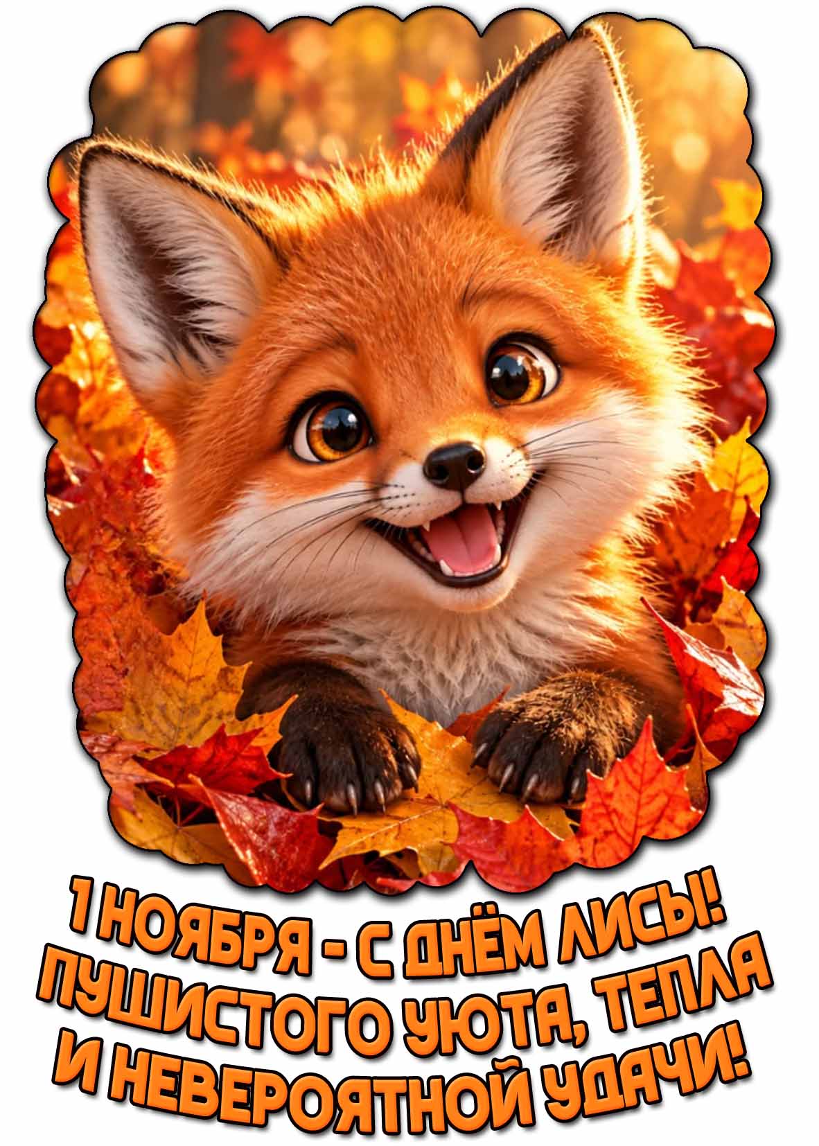 Открытки 1 ноября - с днём лисы! Пушистого уюта, тепла и невероятной удачи!