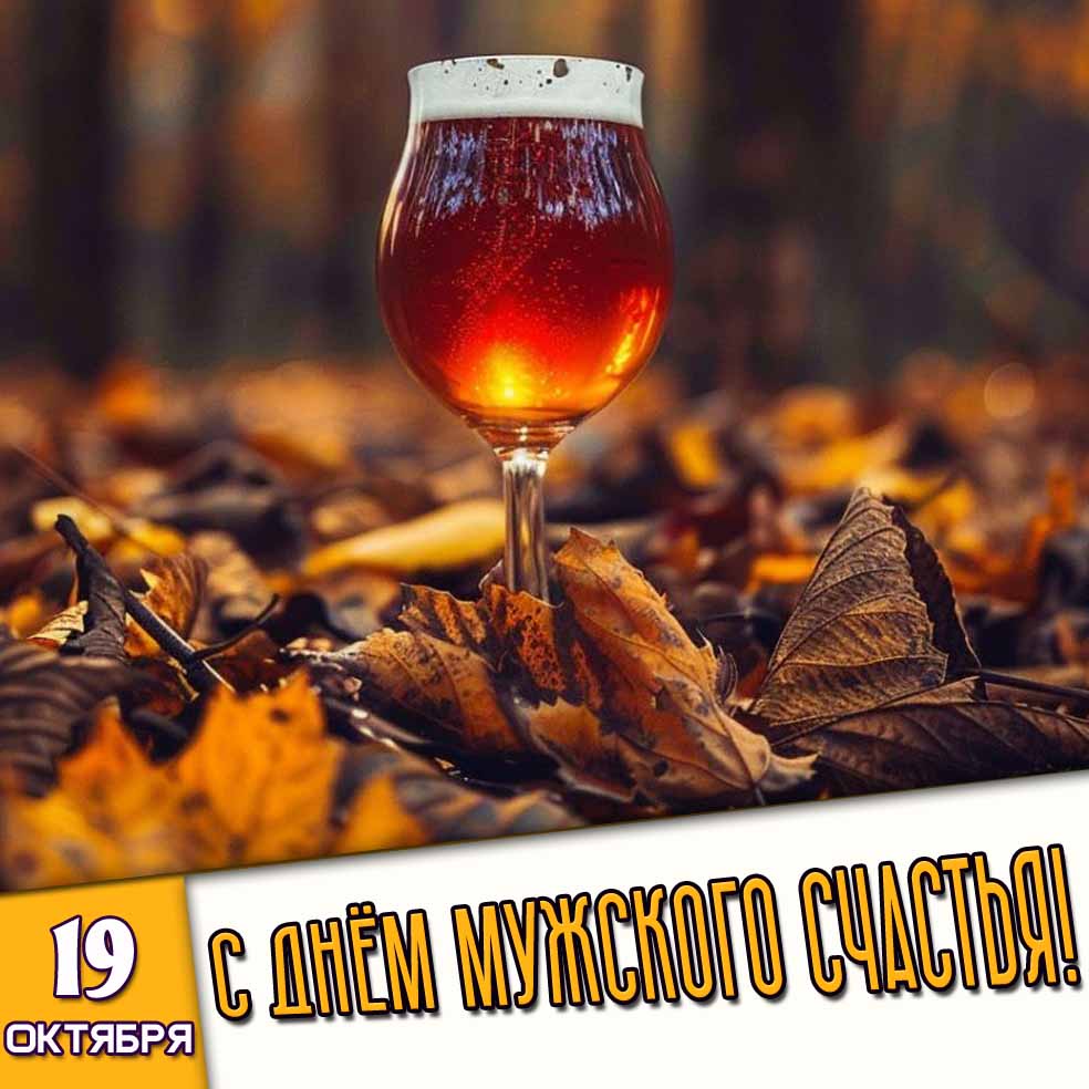 Осеняя картинка 19 октября - с днём мужского счастья!