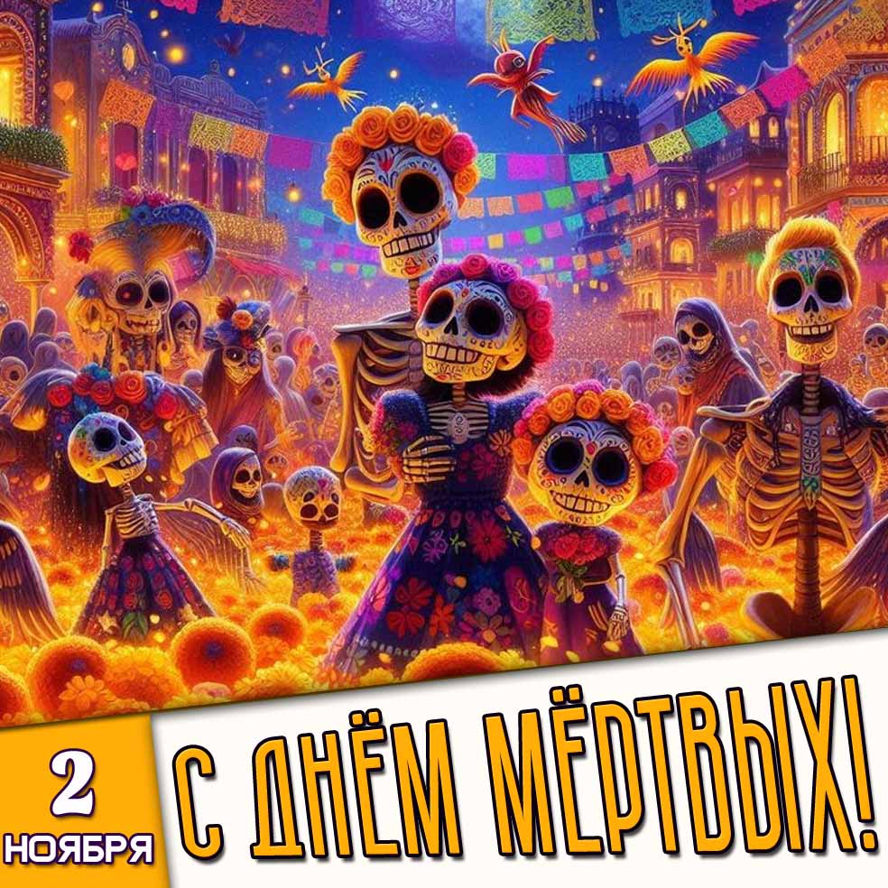 Открытка 2 ноября - с днём мёртвых!