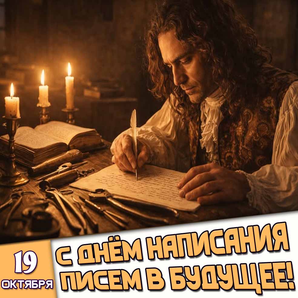 Старинная картинка 19 октября - с днём написания писем в будущее!