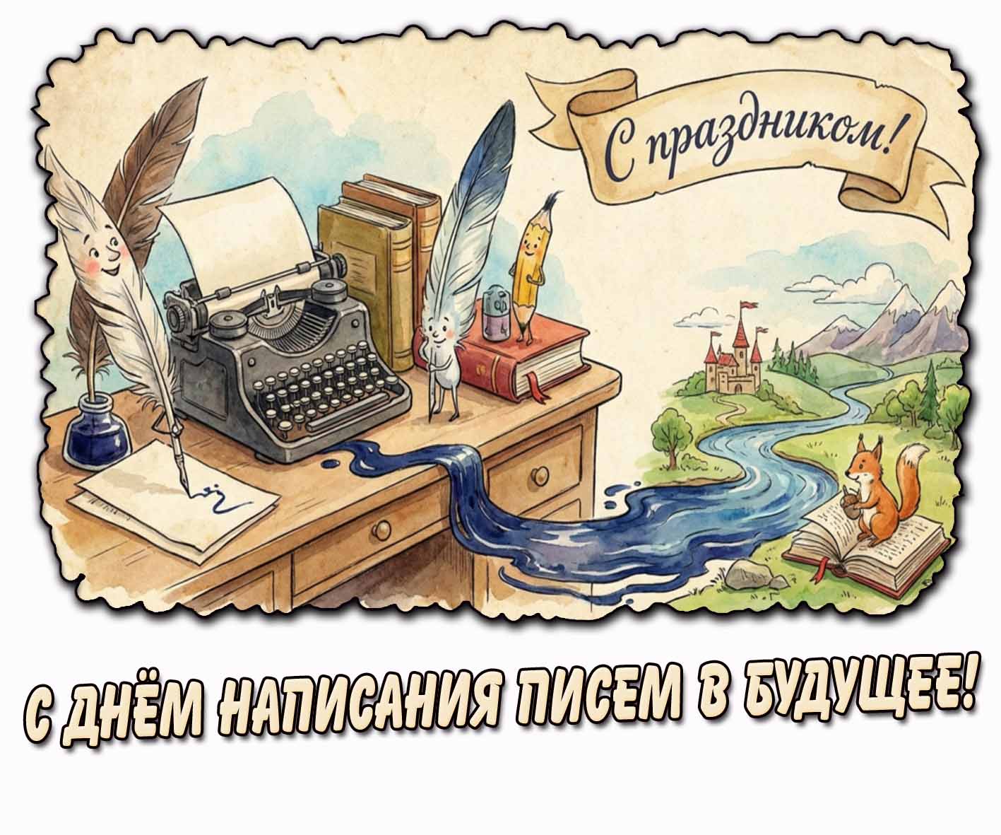 Прикольная картинка "С днём написания писем в будущее! С праздником!"