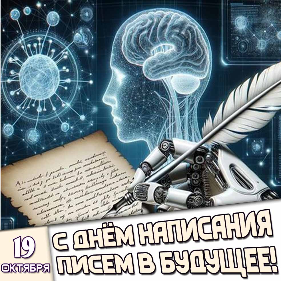 Стильная открытка 19 октября - с днём написания писем в будущее!