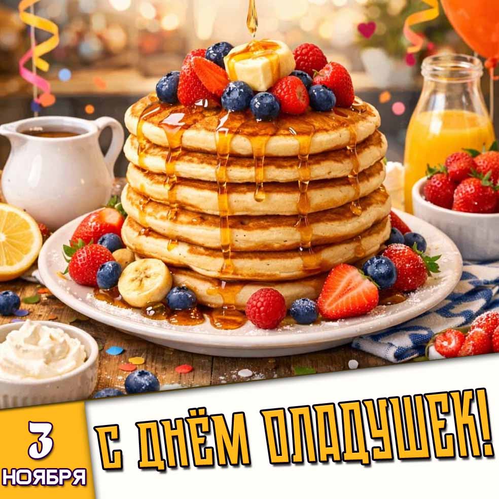 Открытка 3 ноября - с днём оладушек!