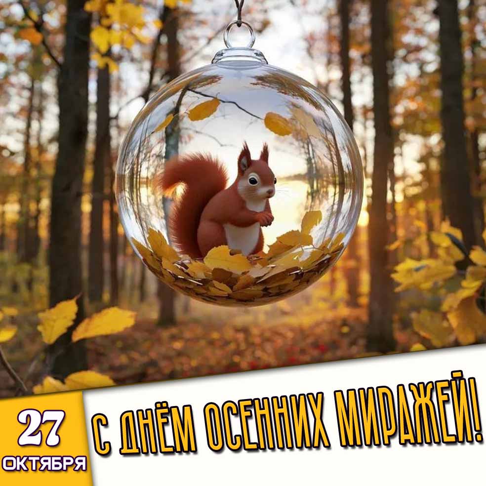 Открытка 27 октября - с днём осенних миражей!