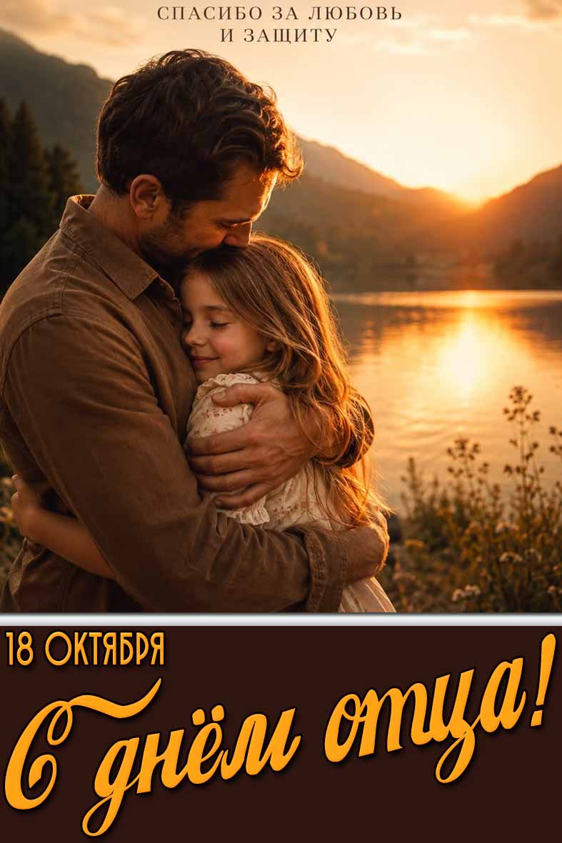 Трогательная картинка 18 октября - с днём отца! Спасибо за любовь и защиту!