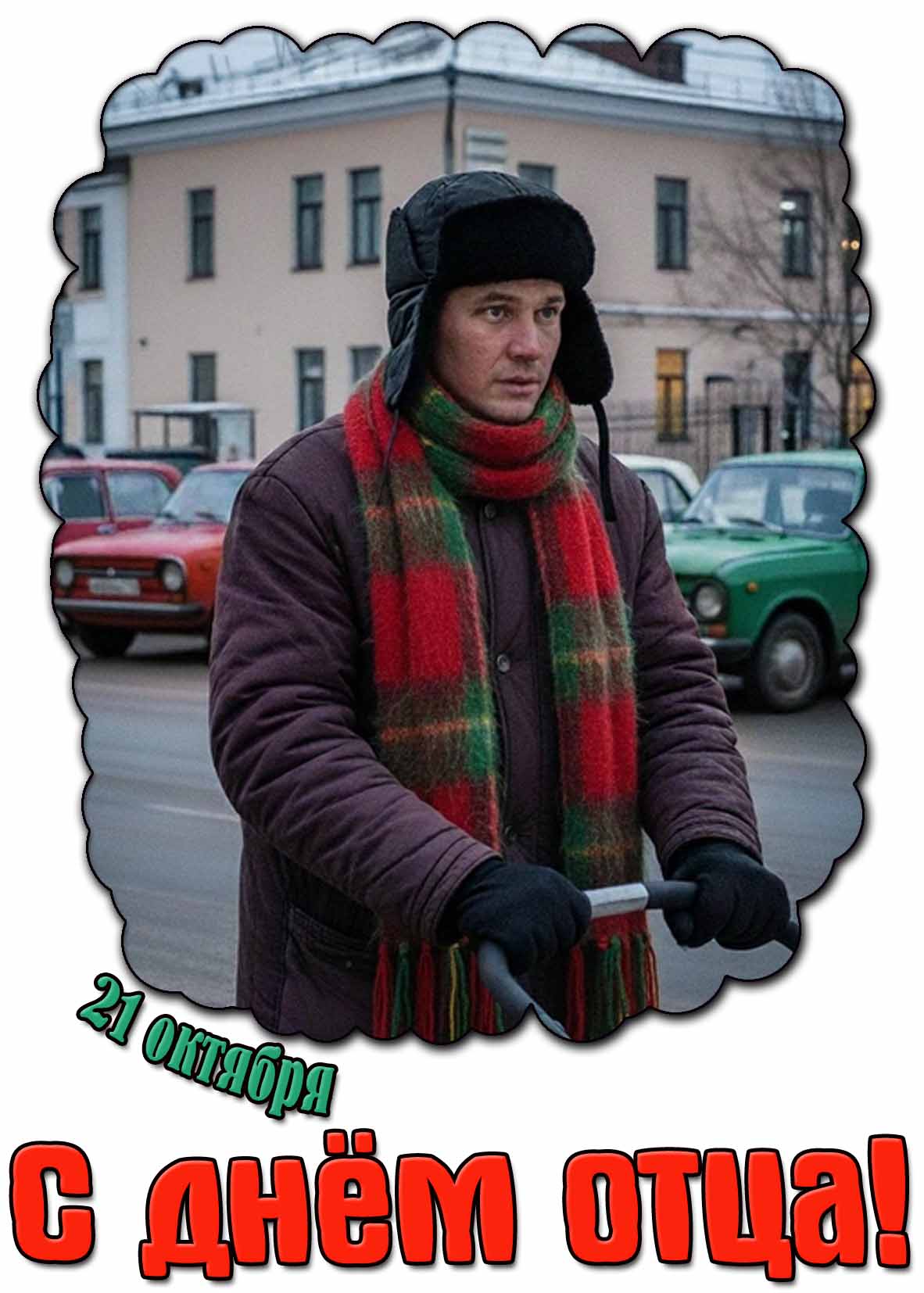 Прикольная открытка 21 октября - с днём отца!