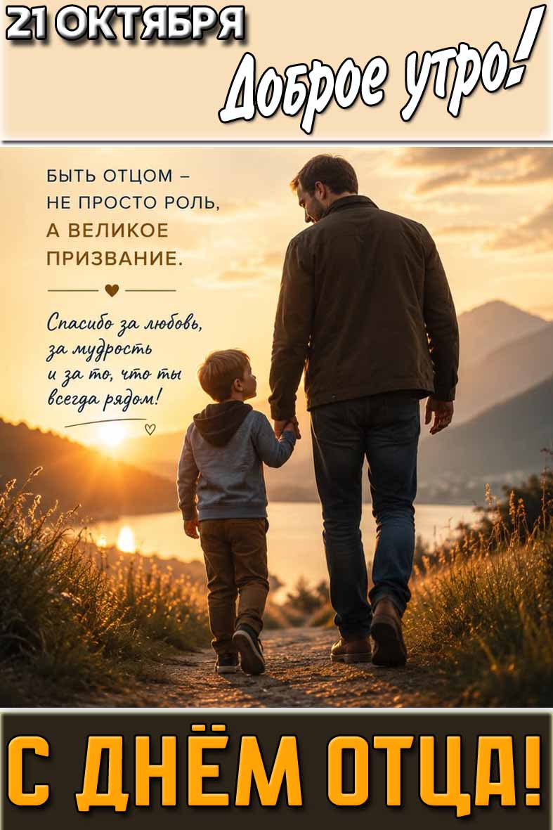 Картинка "21 октября доброе утро! С днём отца! Быть отцом - не просто роль, а великое призвание!"