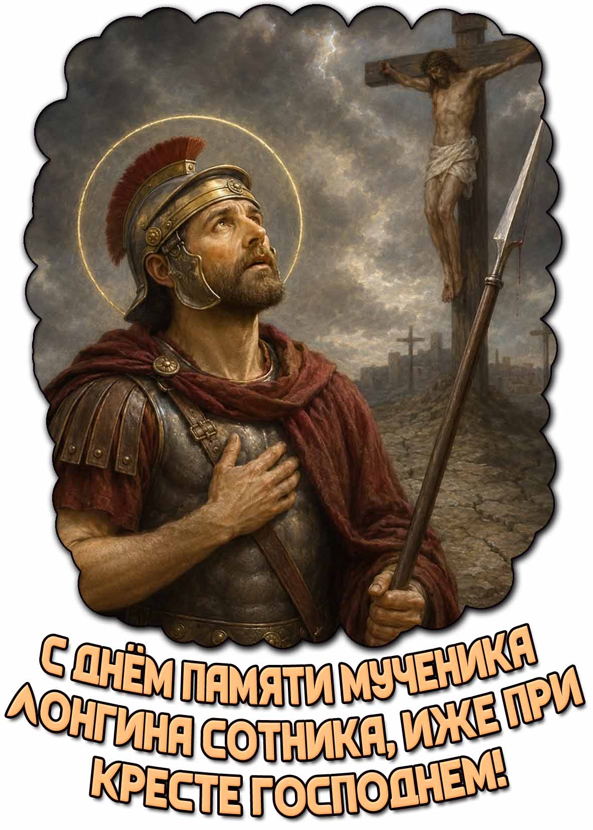 Картинка с днём памяти святого мученика Лонгина Сотника, иже при Кресте Господни