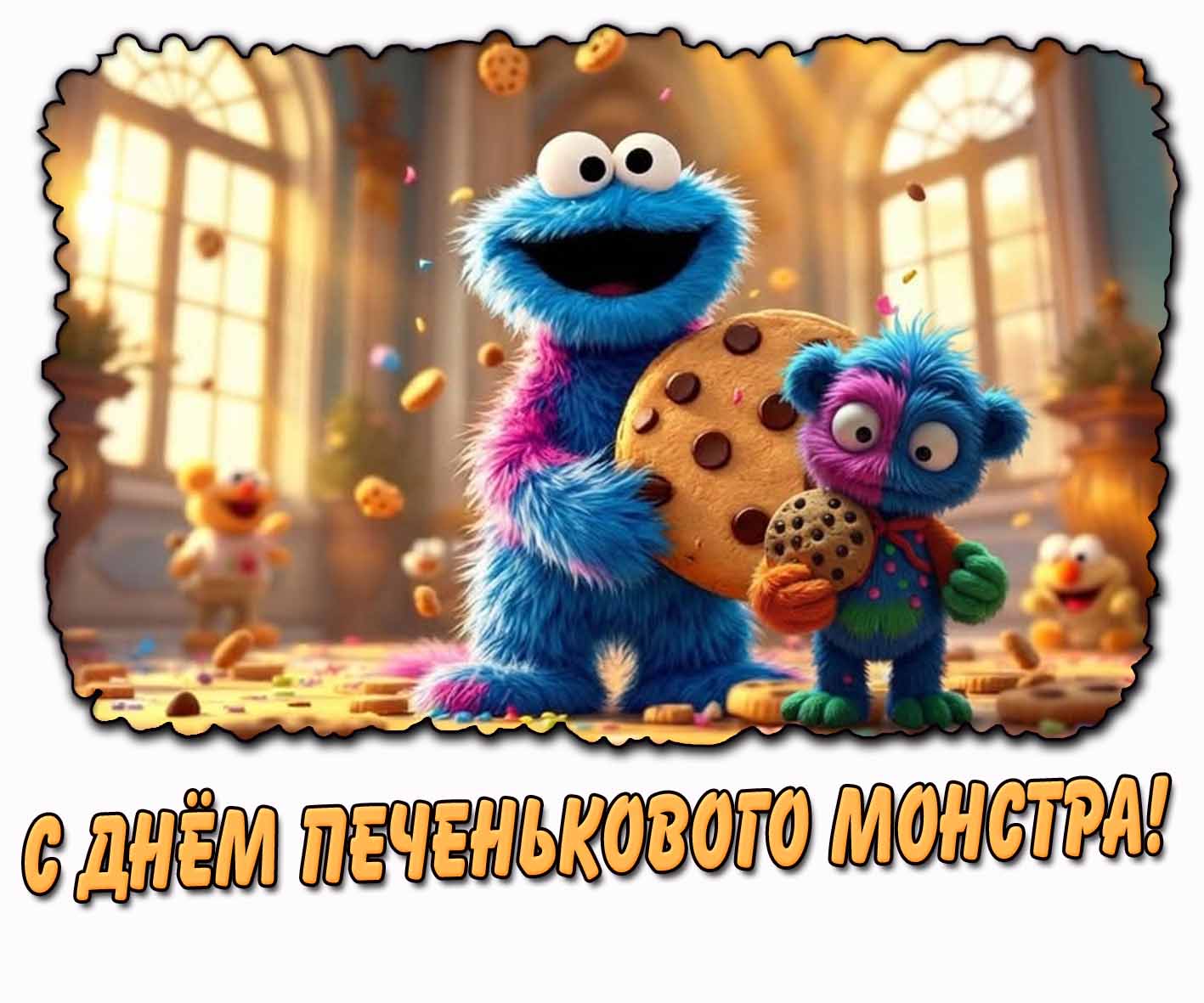 Открытка с днём печенькового монстра