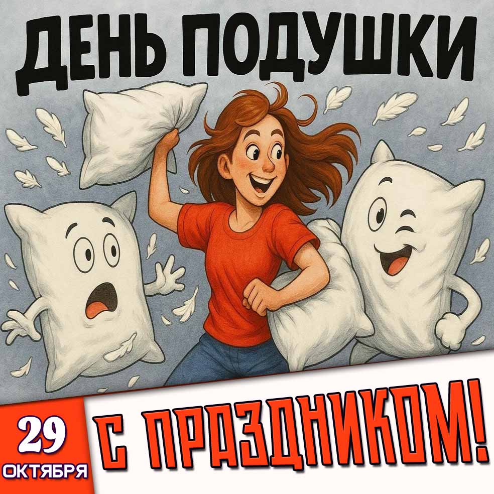 Прикольная картинка 29 октября - день подушки! С праздником!