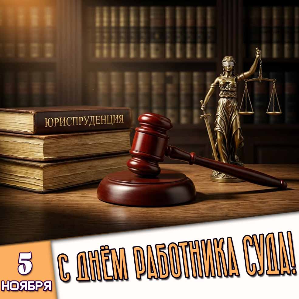 Стильная открытка 5 ноября - с днём работника суда!