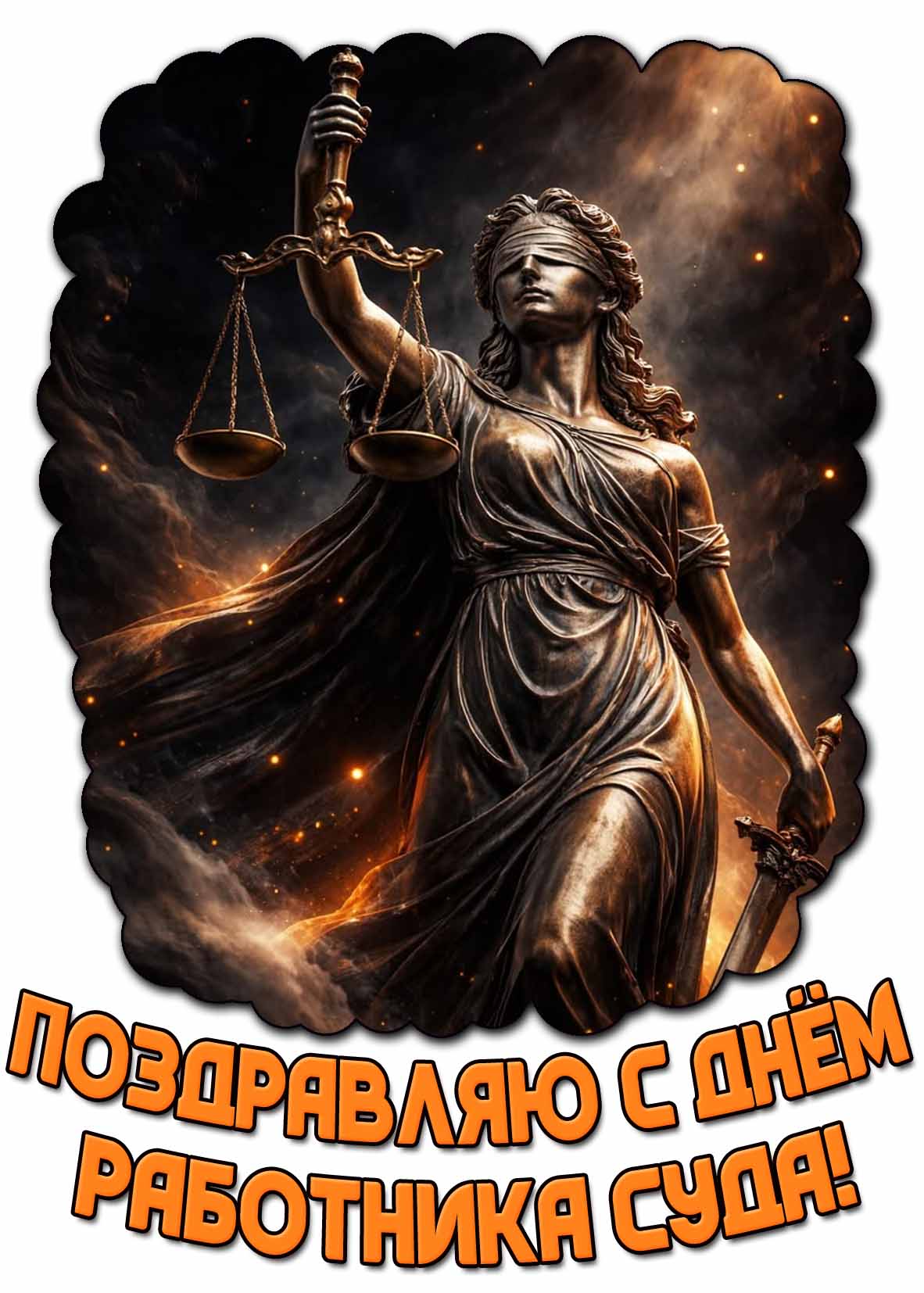 Поздравляю с днём работника суда! - красивая картинка с Фемидой