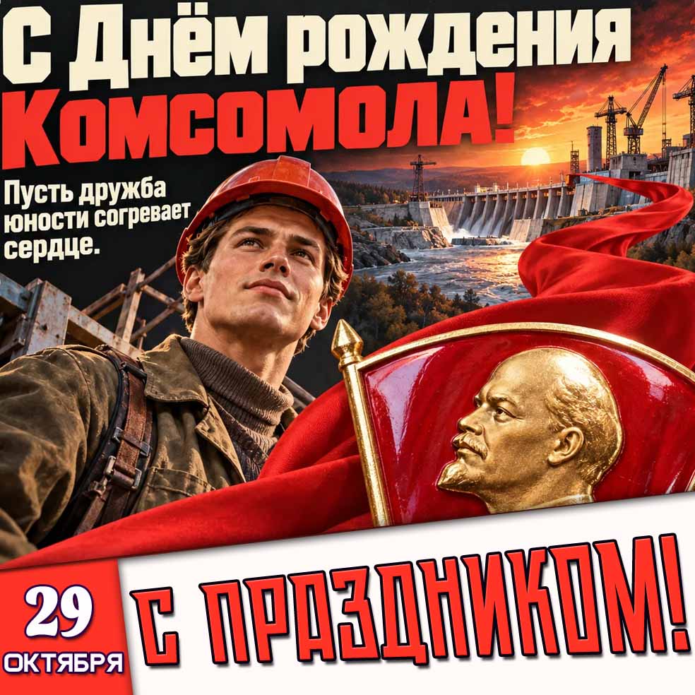 Картинка 29 октября - с днём рождения Комсомола! Пусть дружба юности согреет сердце! С праздником!