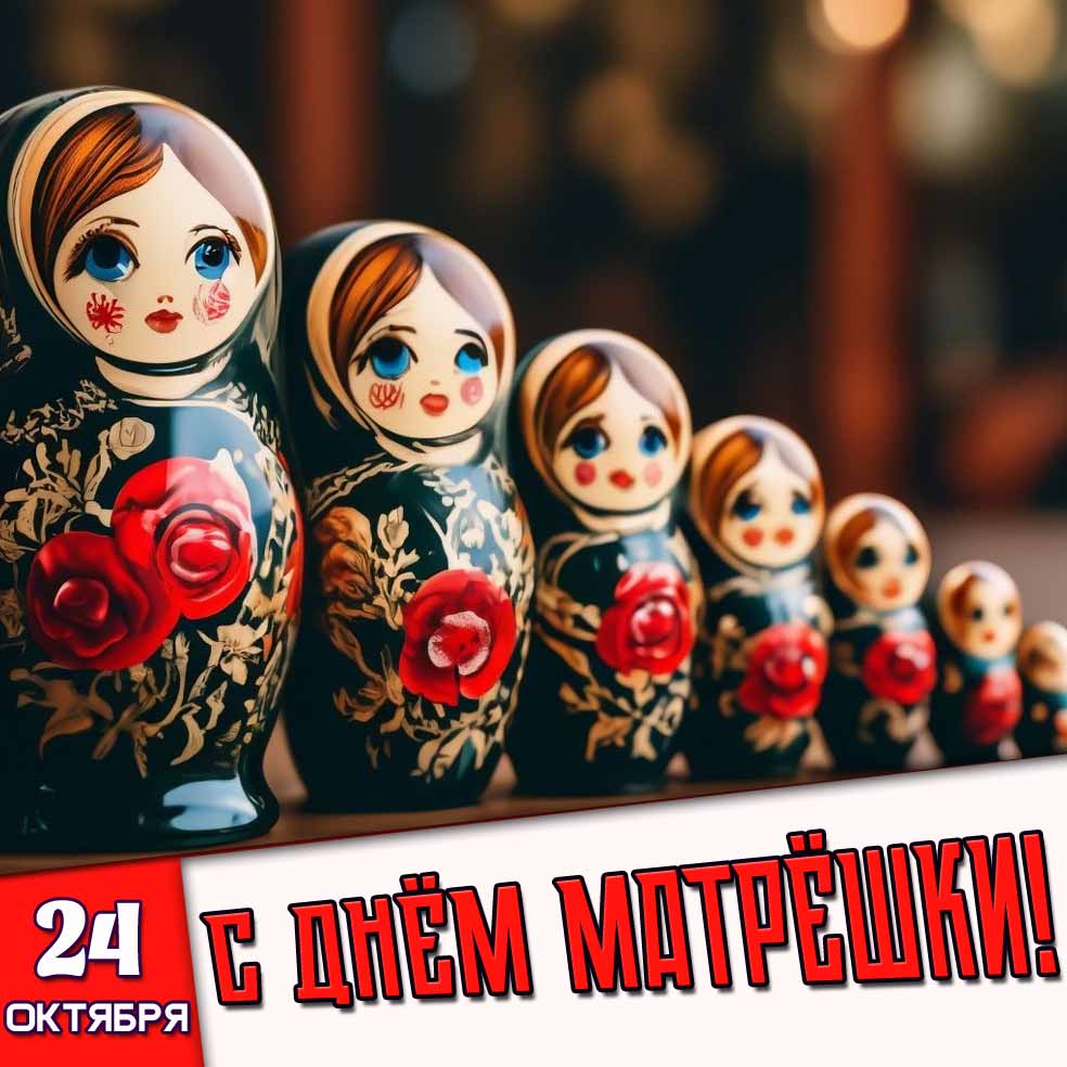 Открытка 24 октября - с днём матрёшки!