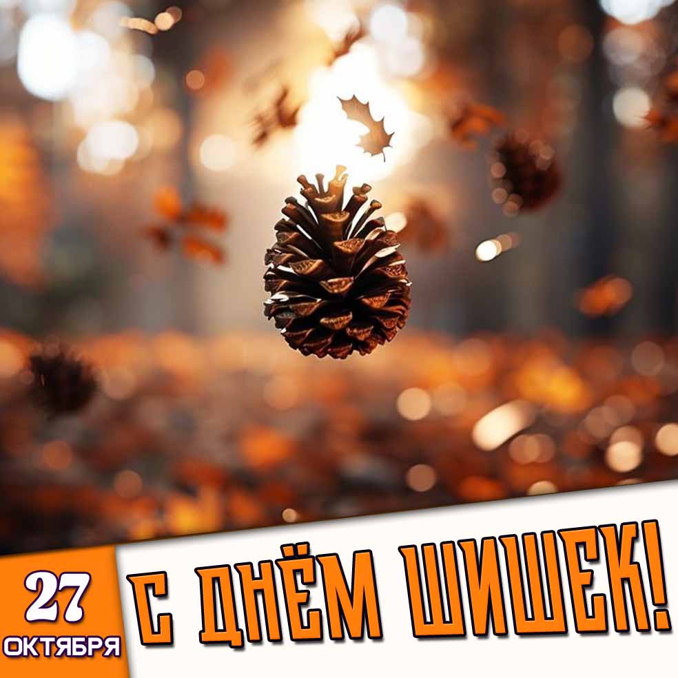 Открытка 27 октября - с днём шишек!