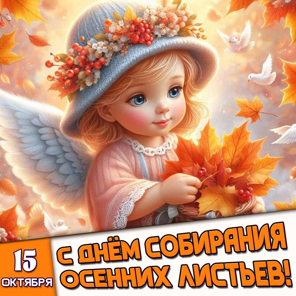 Детская картинка 15 октября - с днём собирания осенних листьев!