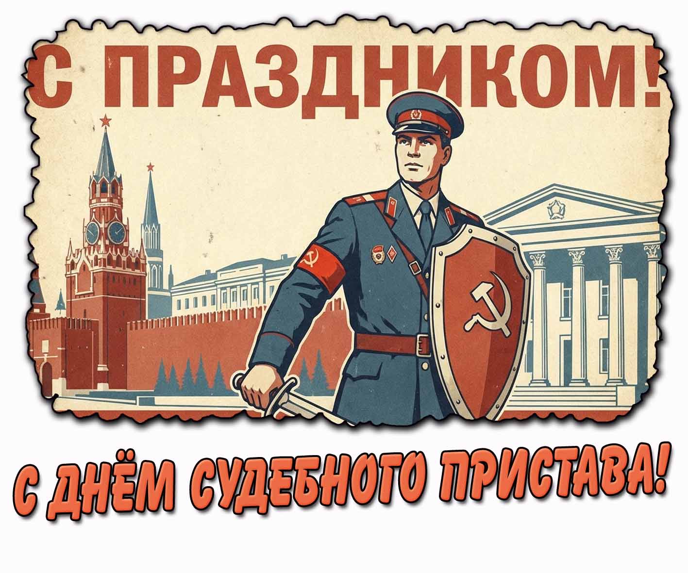 Советская открытка "С днём судебного пристава! С праздником!"