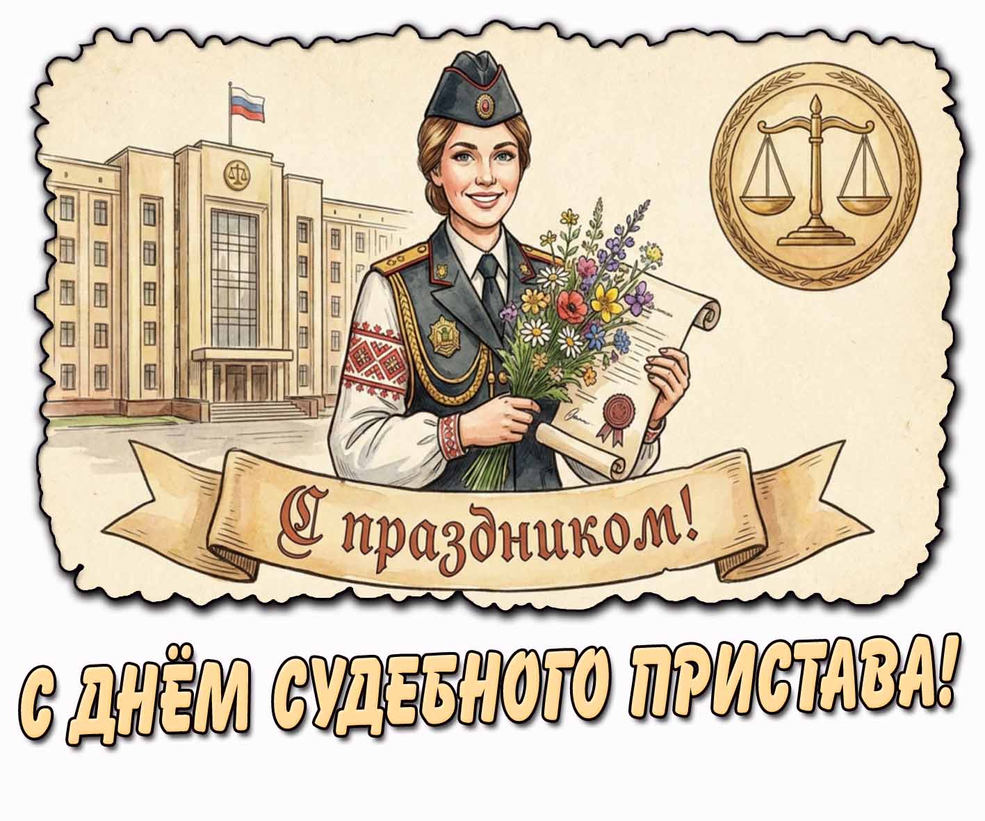 Открытка "С днём судебного пристава! С праздником!"