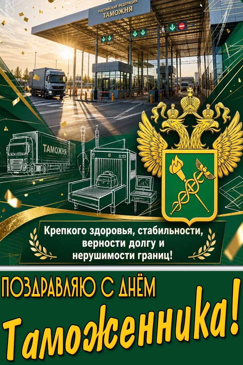 Открытка "Поздравляю с днём таможенника! Крепкого здоровья, стабильности, верности долгу и нерушимости границ!"