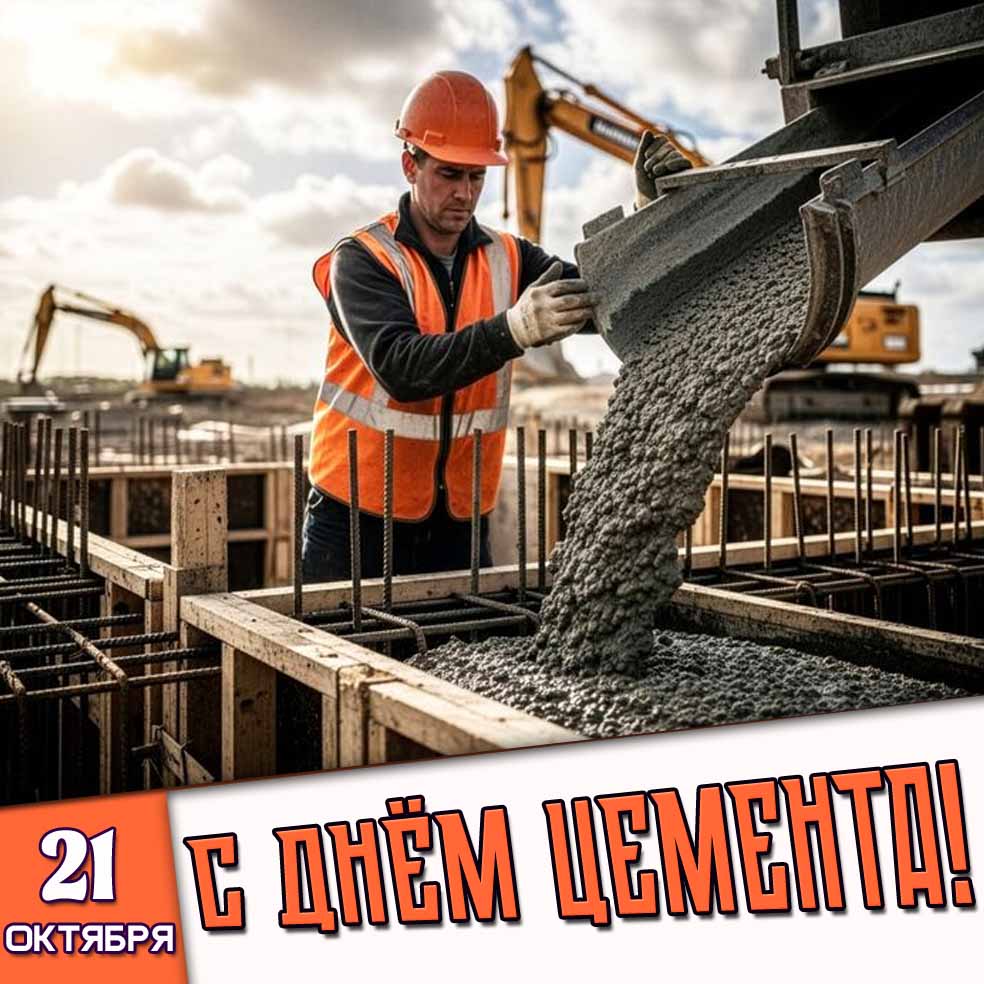 Открытка 21 октября - с днём цемента!