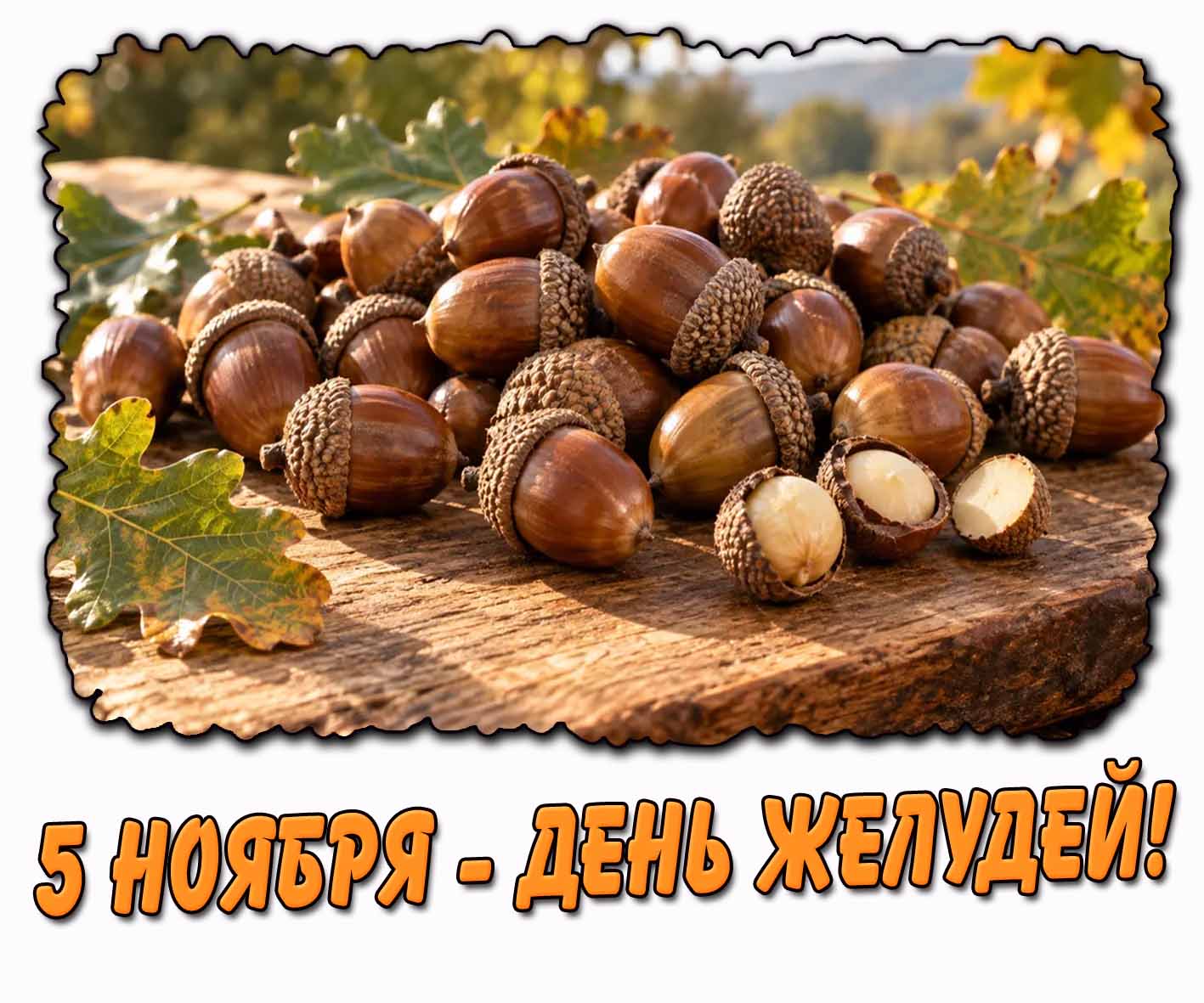 Открытка 5 ноября - день желудей!