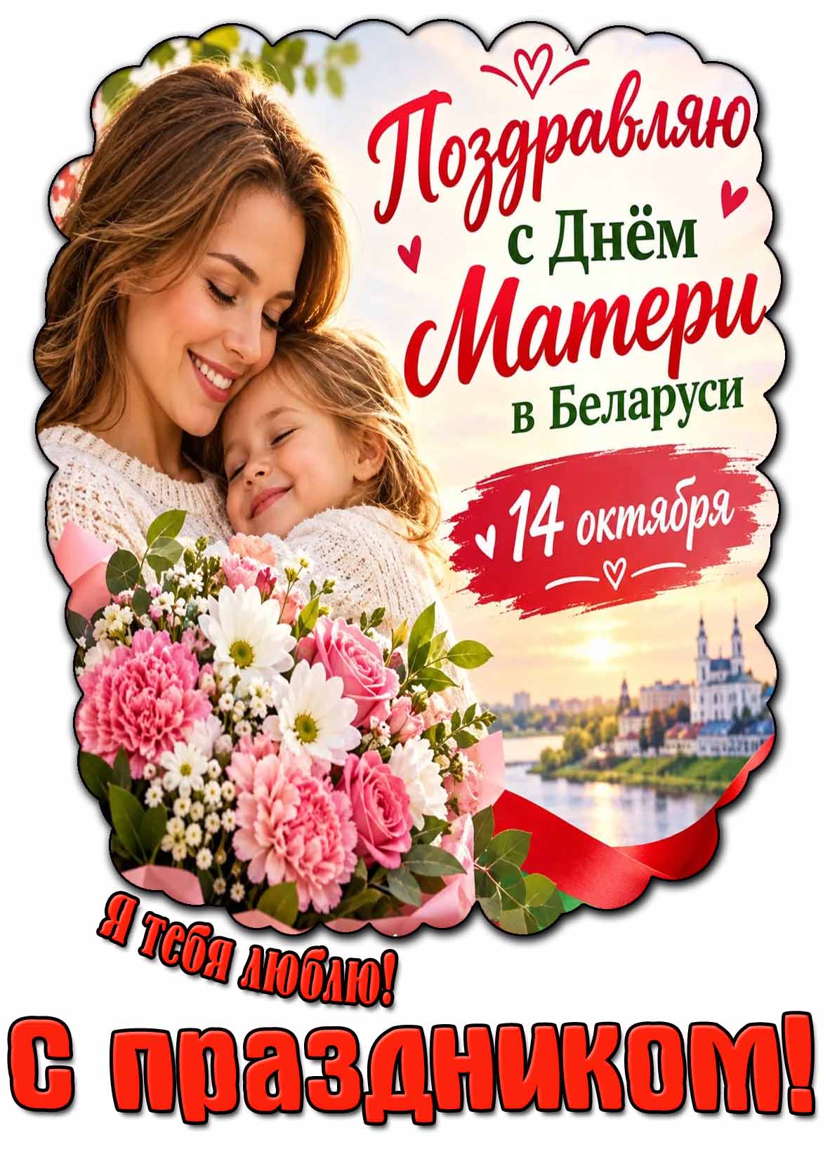Картинка 14 октября - поздравляю с днём Матери в Беларуси! Я тебя люблю! С праздником!