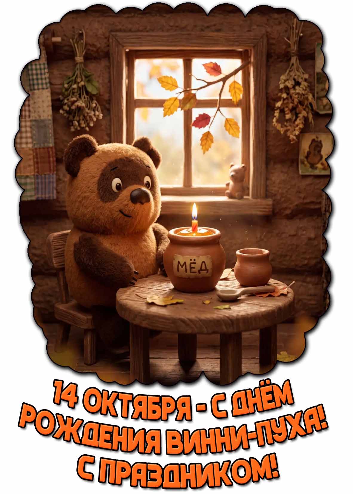 Картинка 14 октября - с днём рождения Винни-Пуха! С праздником!
