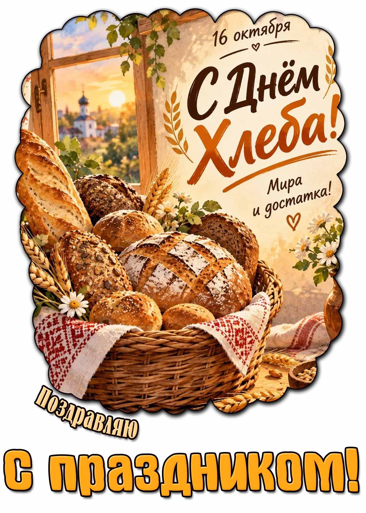 Картинка 16 октября - с днём хлеба! Мира и достатка! Поздравляю с праздником!