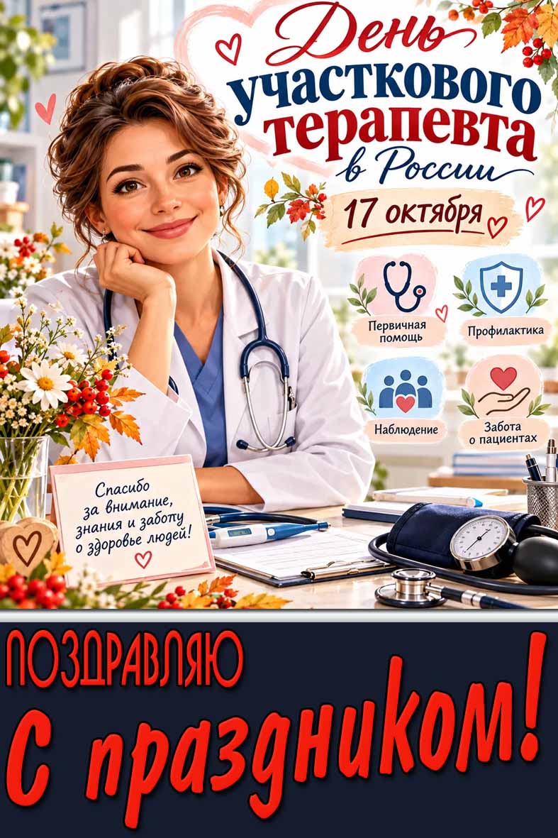 Картинка 17 октября - день участкового терапевта в России! Поздравляю с праздником!