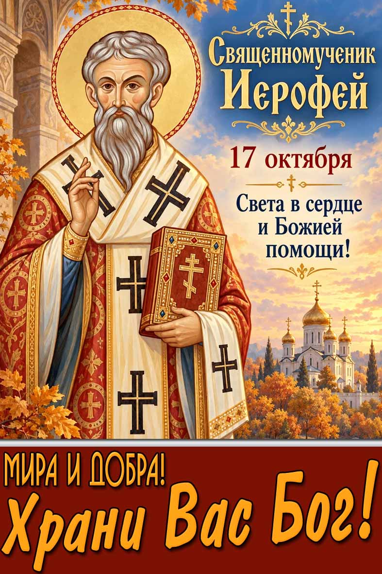 Картинка 17 октября - священномученник Иерофей! Света в сердце и Божией помощи! Мира и добра! Храни Вас Бог!