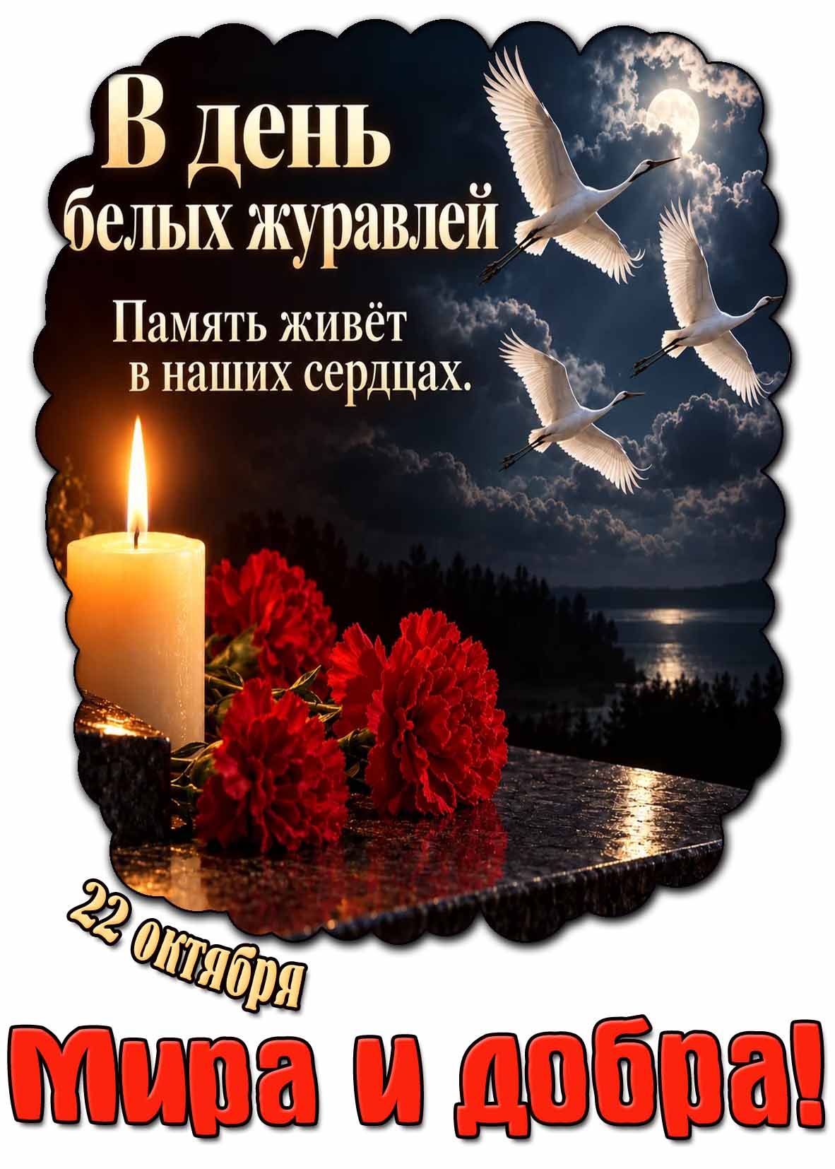 Картинка 22 октября - в день белых журавлей память живёт в наших сердцах! Мира и добра!