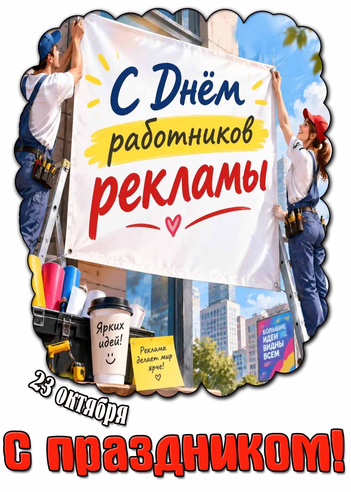 Картинка 23 октября - с днём работников рекламы! Ярких идей! Реклама делает мир ярче! С праздником! Картинка 23 октября - с днём работников рекламы! Ярких идей! Реклама делает мир ярче! С праздником!