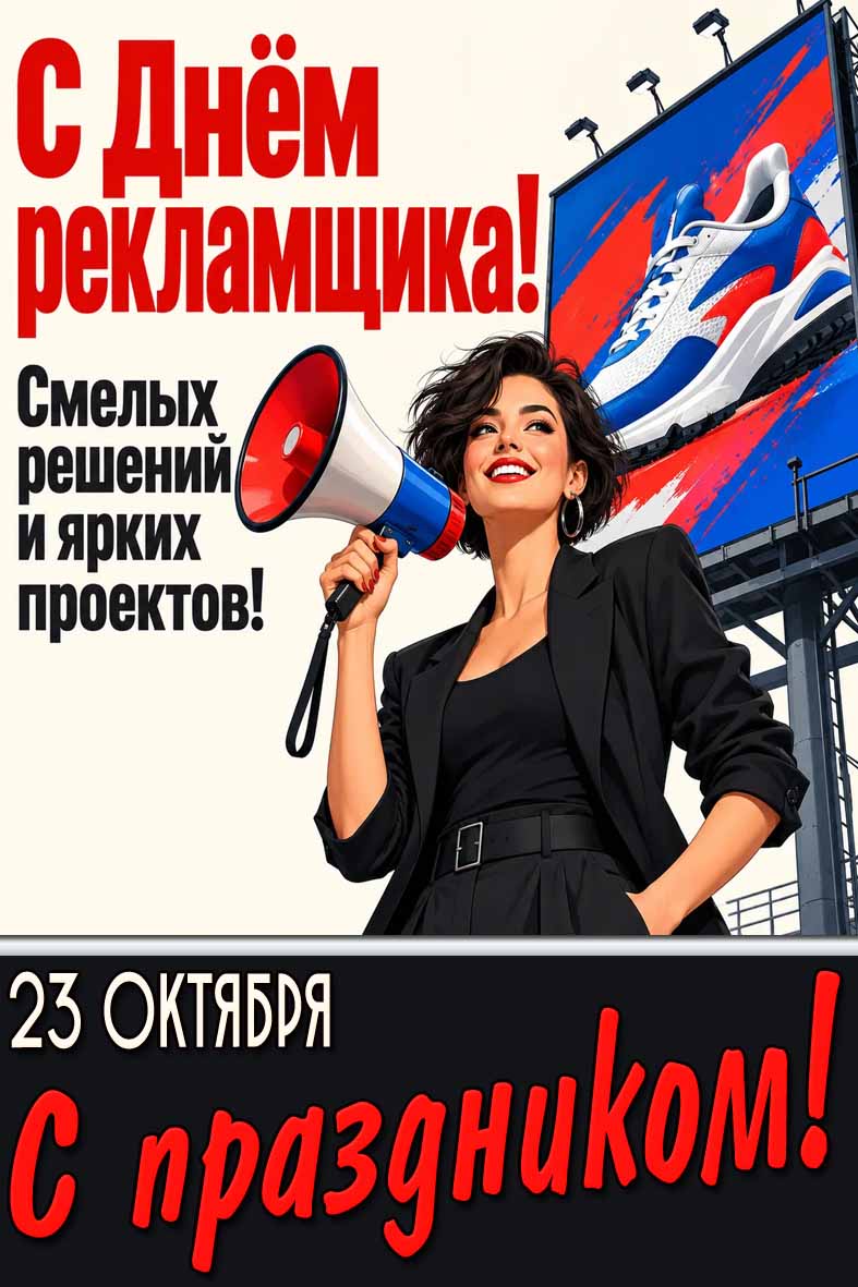 Картинка 23 октября - с днём рекламщика! Смелых решений и ярких проектов! С праздником!
