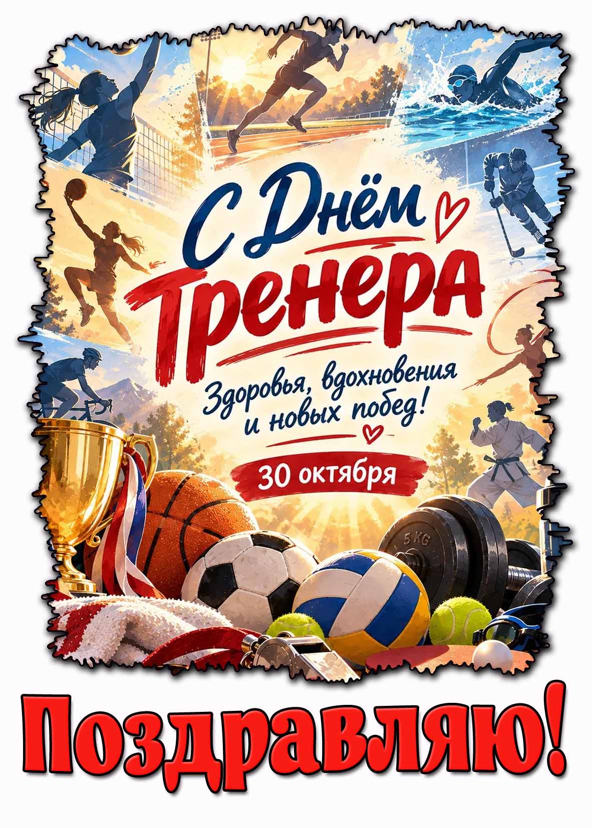 Картинка 30 октября - с днём тренера! Здоровья, вдохновения и новых побед! Поздравляю!